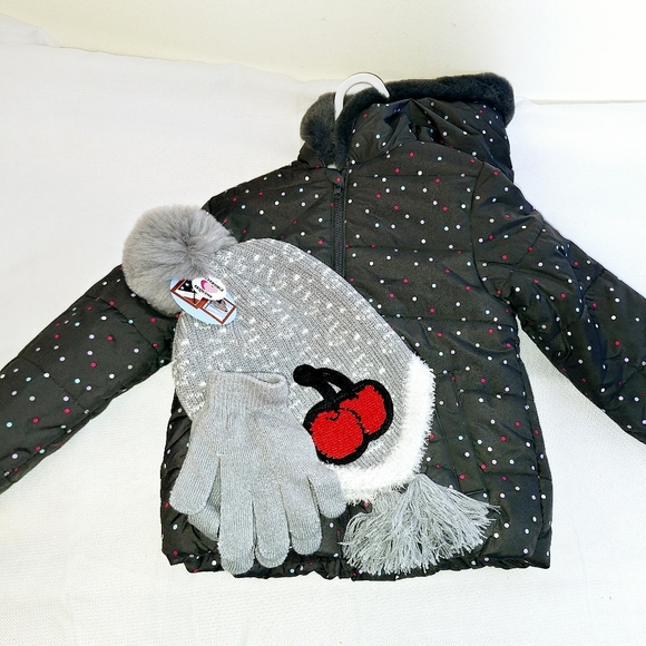 NWT Gymboree Brand"Dots, and a Bow"Fully lined coat girls 5T. FREE HAT & GLOVES. - Picture 13 of 13